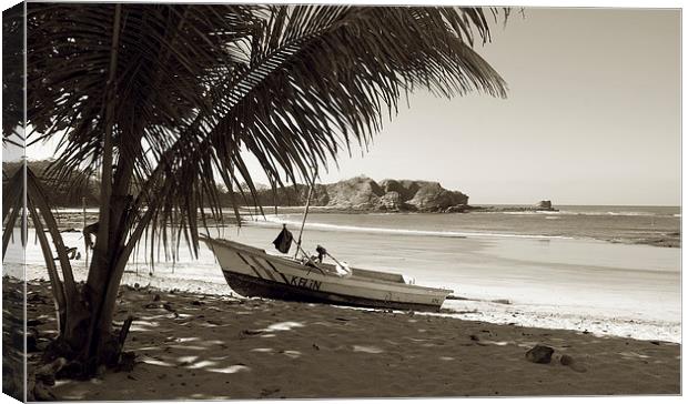 Tritone Boat in Shade on Beach Canvas Print by james balzano, jr.