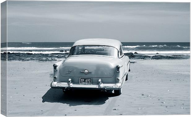 Car on Beach Duotone Canvas Print by james balzano, jr.