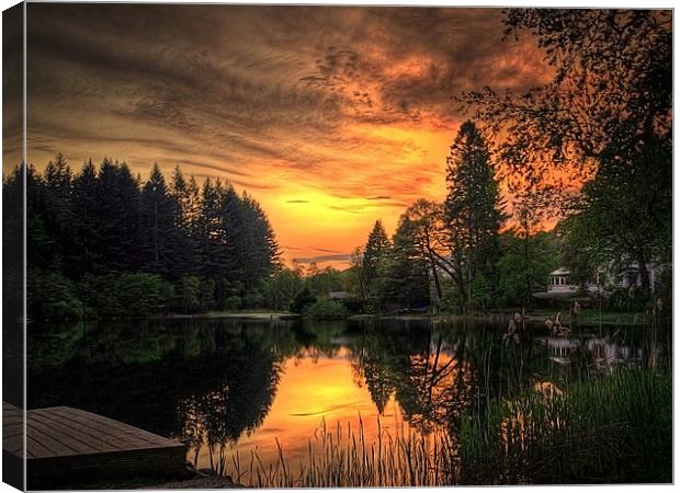 Golden Light On Loch Ard Canvas Print by Aj’s Images