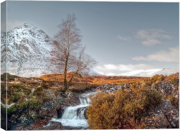 Snow On The Buachaille Canvas Print by Aj’s Images