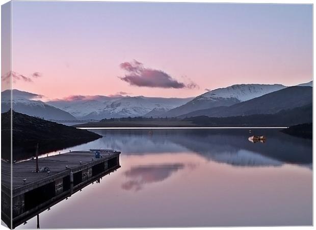 Winters Sunset On Loch Leven Canvas Print by Aj’s Images