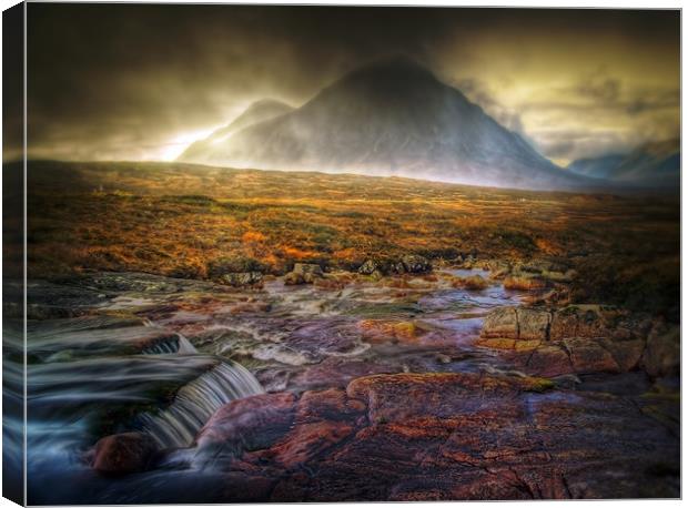 Golden Skies Of Glen Coe Canvas Print by Aj’s Images
