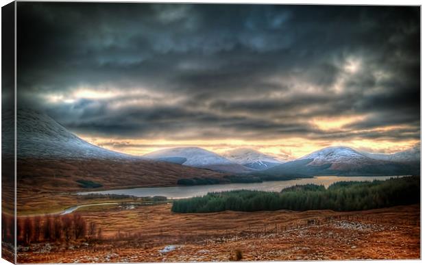 Winters Sun Over Loch Tulla Canvas Print by Aj’s Images