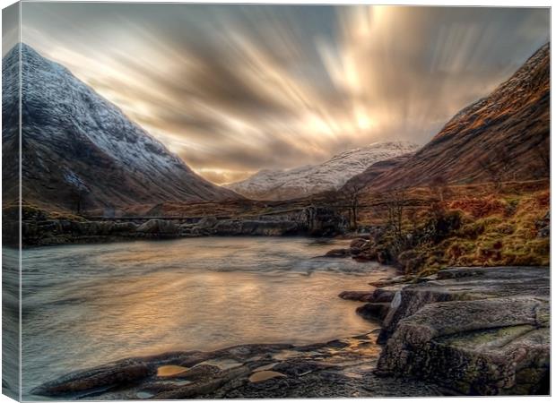 Dusk On The River Etive. Canvas Print by Aj’s Images