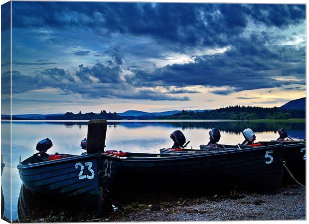 Boats On Lake Menteith, Scotland. Canvas Print by Aj’s Images