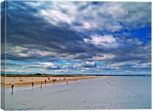 Summer Clouds At St.Andrews Beach, Scotland. Canvas Print by Aj’s Images