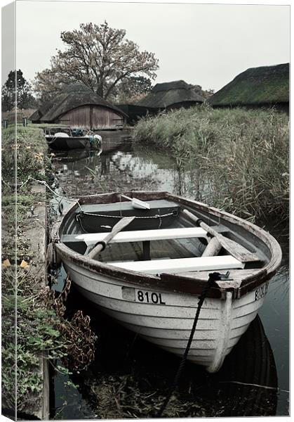 Moored rowing boat Canvas Print by Stephen Mole