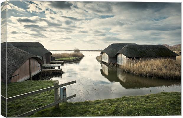 Hickling Boathouses Canvas Print by Stephen Mole