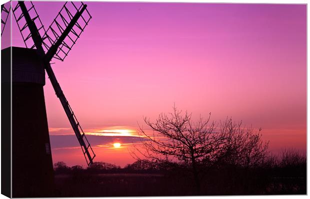 Sunset over Turf Fen Canvas Print by Stephen Mole