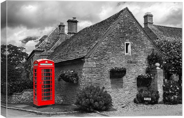 Red Telephone Box at Upper Slaughter Canvas Print by Stephen Mole