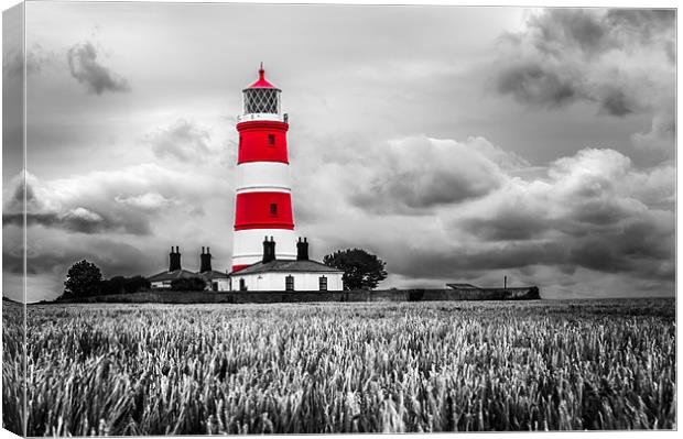 Happisburgh Lighthouse in Red Canvas Print by Stephen Mole