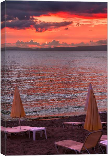 Sunset at Stoupa Canvas Print by Stephen Mole