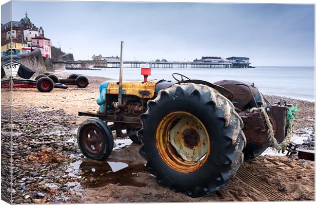 Tractor on Cromer Beach Canvas Print by Stephen Mole