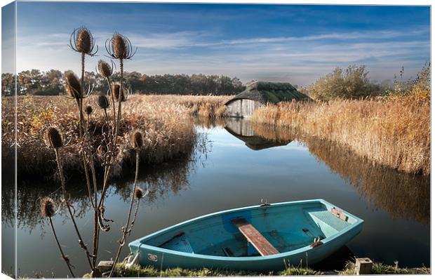 Blue Boat at Hickling Canvas Print by Stephen Mole