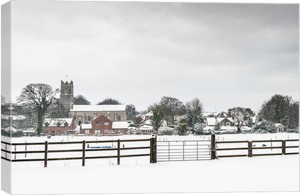 Ormesby Church in Snow Canvas Print by Stephen Mole