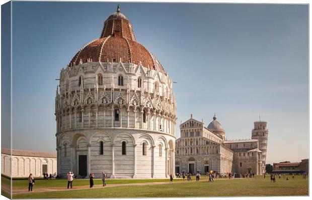 BaptBaptistry, Cathedral and Leaning Tower of Pisa Canvas Print by Stephen Mole