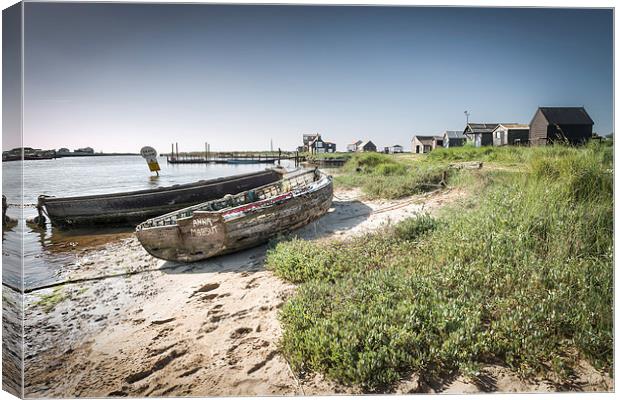Boats and Huts in Walberswick Canvas Print by Stephen Mole