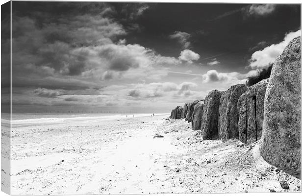 Hemsby Beach and Sea Defences Canvas Print by Stephen Mole