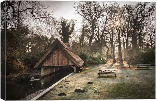  Thatched Boathouse at Fairhaven Water Gardens Canvas Print by Stephen Mole