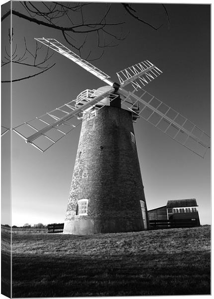 Horsey Windmill in Black and White Canvas Print by Stephen Mole