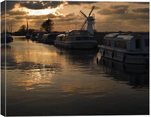 Pleasure cruisers at Thurne Staithe Canvas Print by Stephen Mole