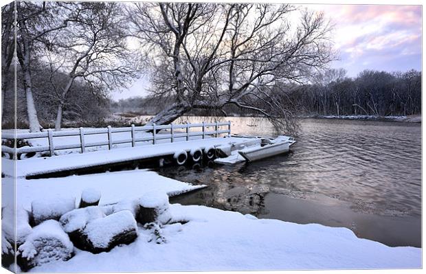Ormesby Broad in the snow Canvas Print by Stephen Mole