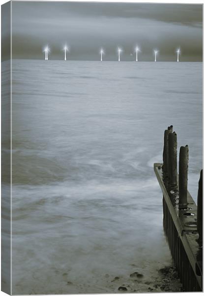 Turbines from Caister Beach Canvas Print by Stephen Mole
