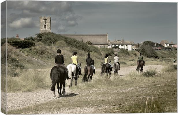 Horses on Pakefield Beach Canvas Print by Stephen Mole