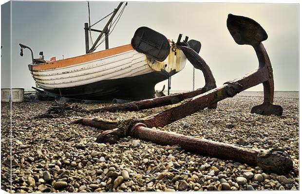 Two anchors on Aldeburgh Beach Canvas Print by Stephen Mole