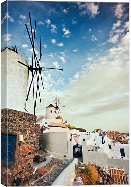 Greek windmills Canvas Print by Stephen Mole