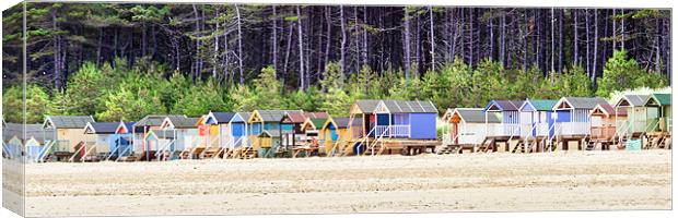 Panoramic Wells Beach Huts 2 Canvas Print by Stephen Mole