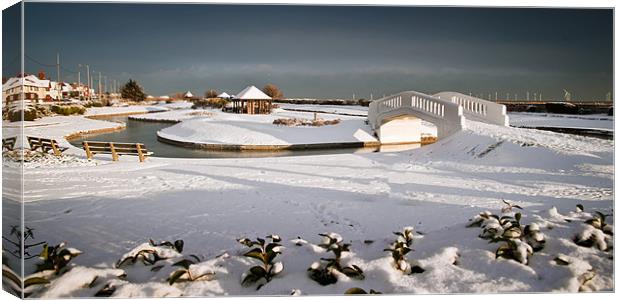 Waterways in snow Canvas Print by Stephen Mole