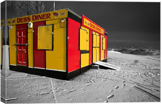 Debs Diner in snow Canvas Print by Stephen Mole