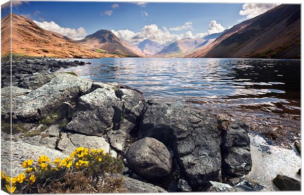 Rocks on Wast Water Canvas Print by Stephen Mole