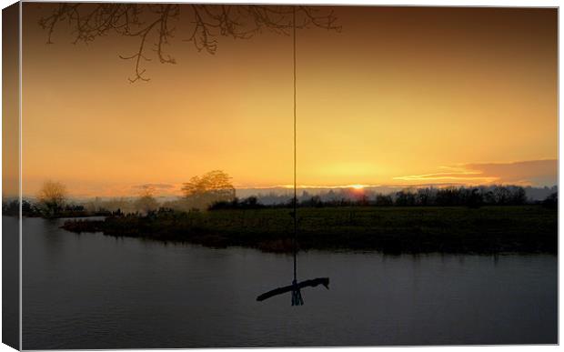Rope Swing over the River Canvas Print by Pete Holloway
