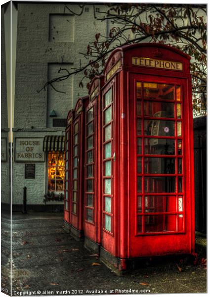 Red phone box Truro Cornwall Canvas Print by allen martin