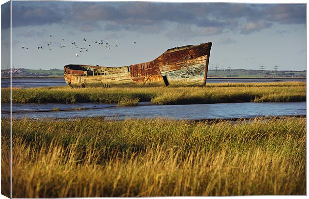 Rotting Hulk on the Medway Canvas Print by James Rowland