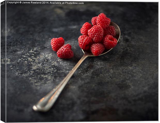 A Spoonful of Raspberries Canvas Print by James Rowland