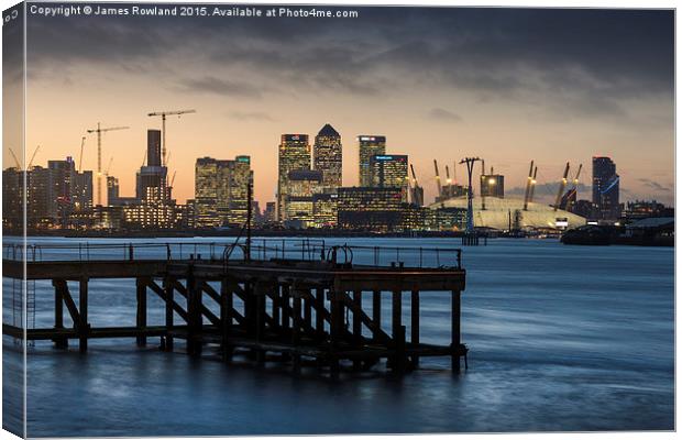  Sunset over the Wharf Canvas Print by James Rowland
