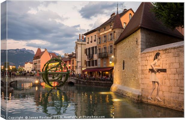 Old town, Annecy, France Canvas Print by James Rowland