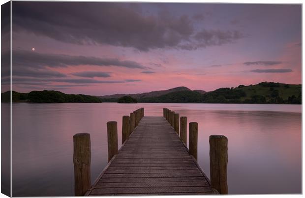 Sunrise at Rigg Wood Jetty, Coniston. Canvas Print by Martin Appleby