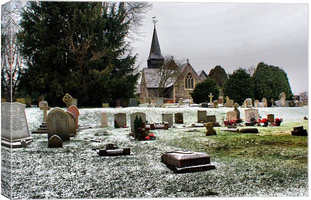 snowy grave yard Canvas Print by Dave Windsor