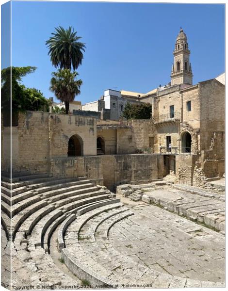 Lecce Roman theatre and baroque cathedral Canvas Print by Nicolas Duperrier