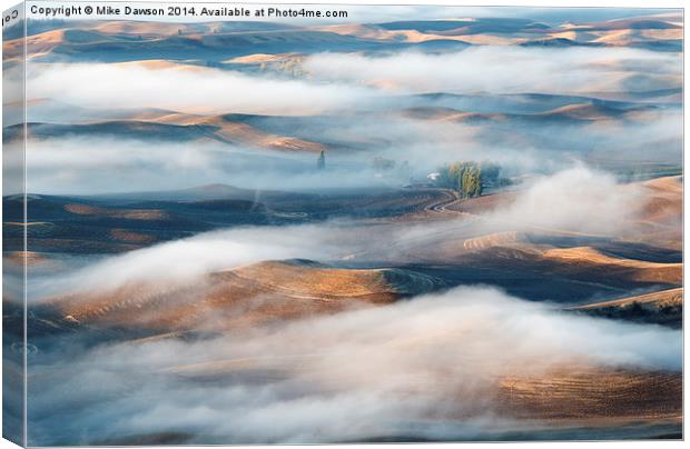 Farm beneath the Fog Canvas Print by Mike Dawson