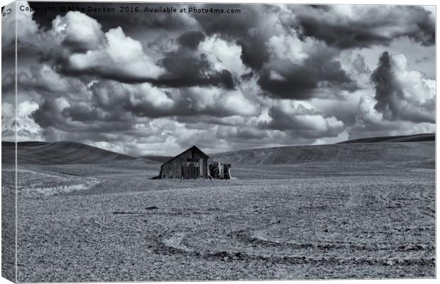 Lonely Barn on the Prairie Canvas Print by Mike Dawson