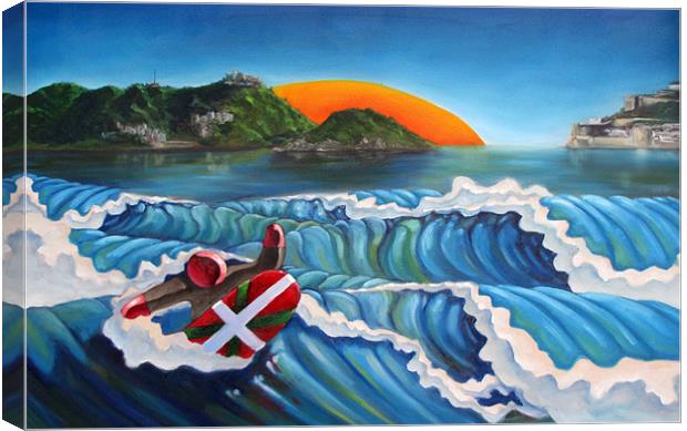 Euskadi Surfer Canvas Print by Olivier Longuet