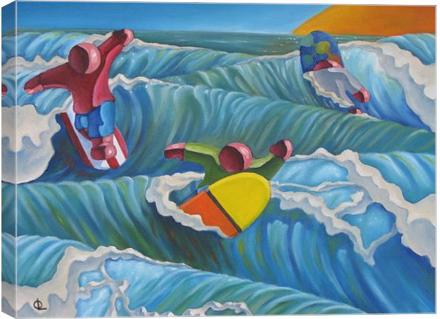 Caution: Surf Zone Canvas Print by Olivier Longuet