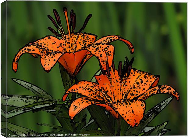 Lilies - Cartoon Style Canvas Print by Julie Coe