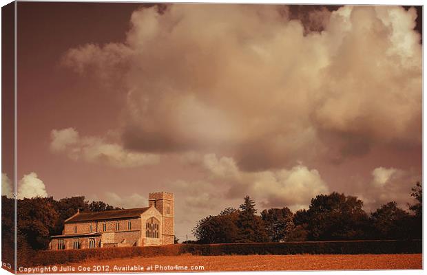 Edgefield Church, Norfolk Canvas Print by Julie Coe