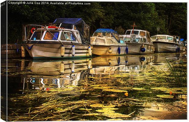 Boats on the Broads 7 Canvas Print by Julie Coe